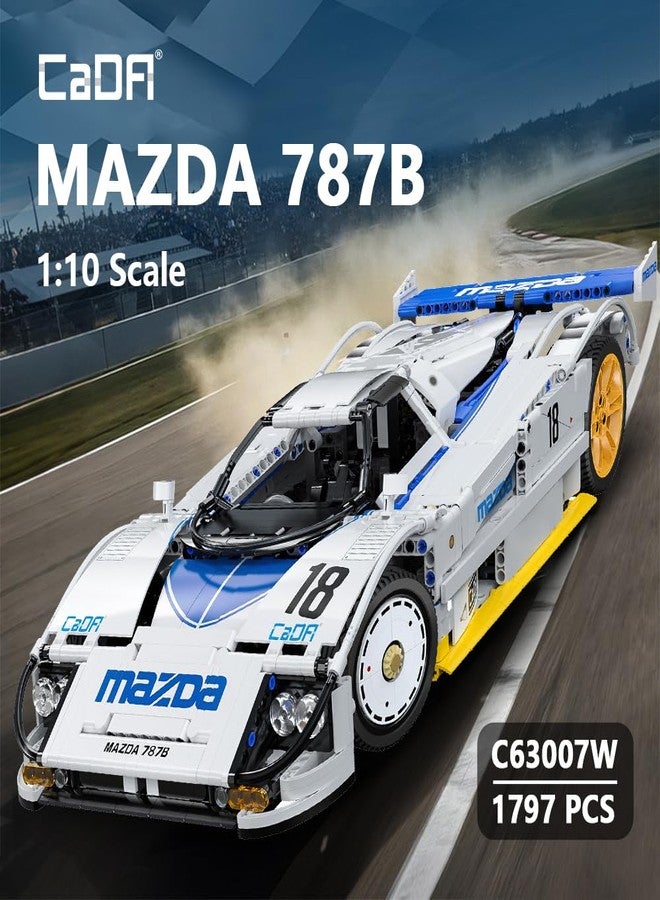 CaDA C63007W Mazda 787B Racing Car Building Blocks,1797 PCS 1:10 Licensed Supercar Technik Model Set with Rotary Engine Simulation - Image 2